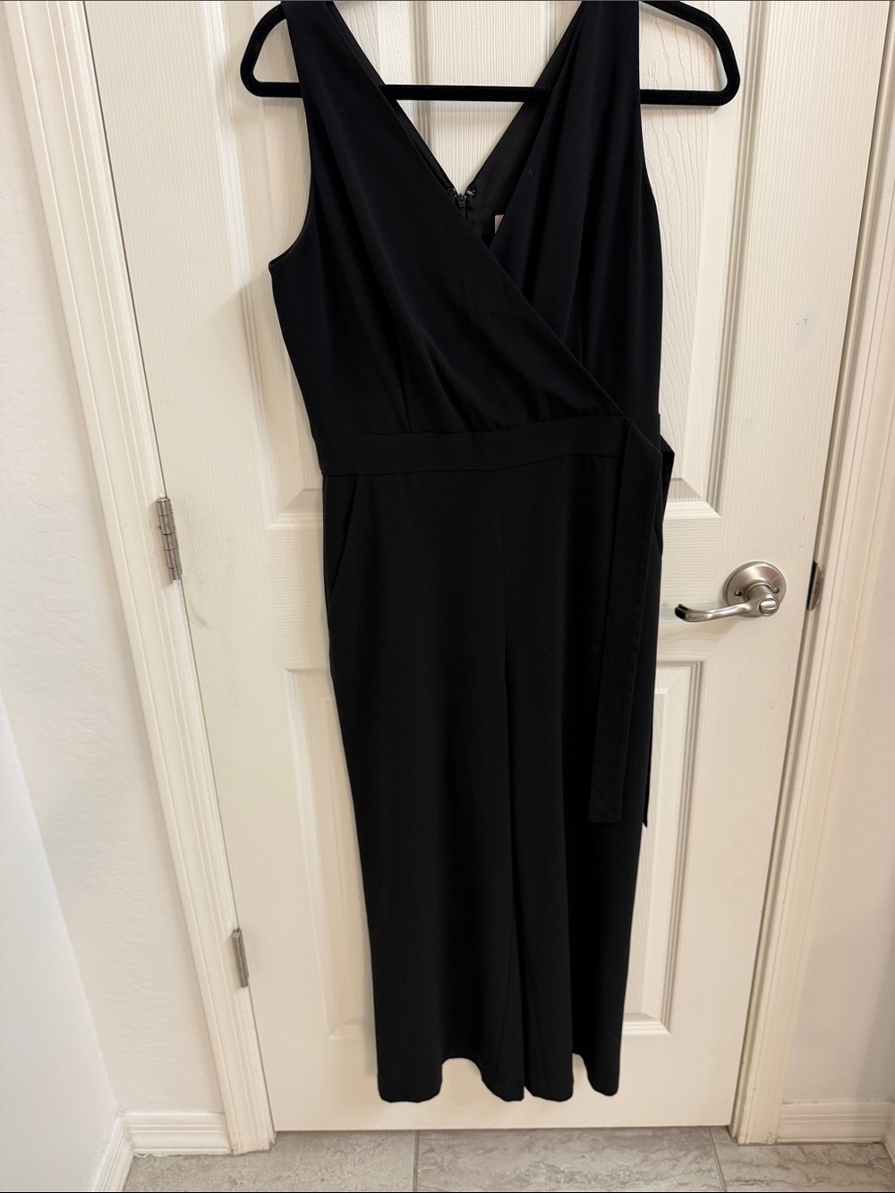 LOFT Black Sleeveless Wrap Midi Dress
